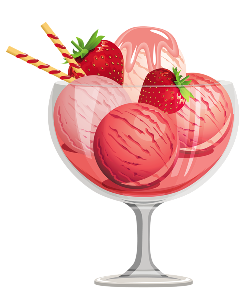 a strawberry ice cream sundae